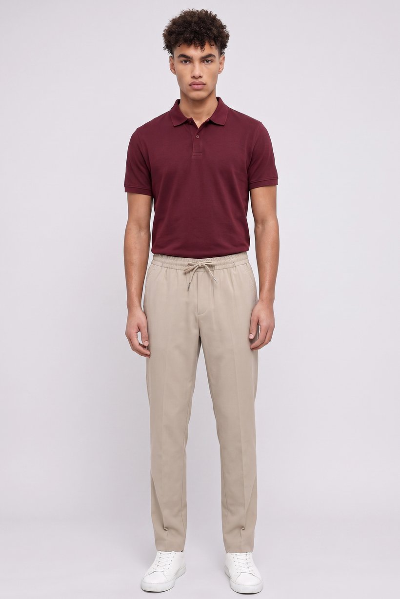 Men Regular Fit Solid Chino Pants, Beige