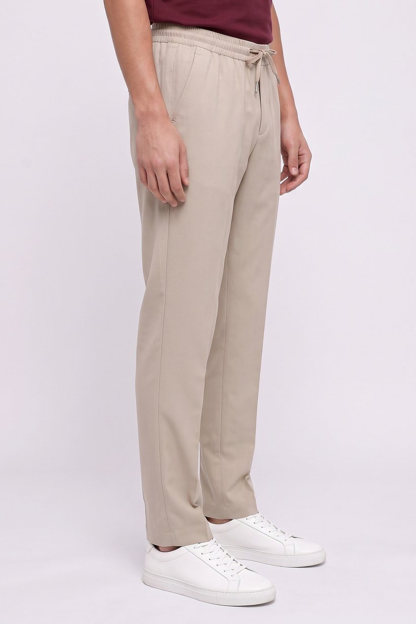 Men Regular Fit Solid Chino Pants, Beige