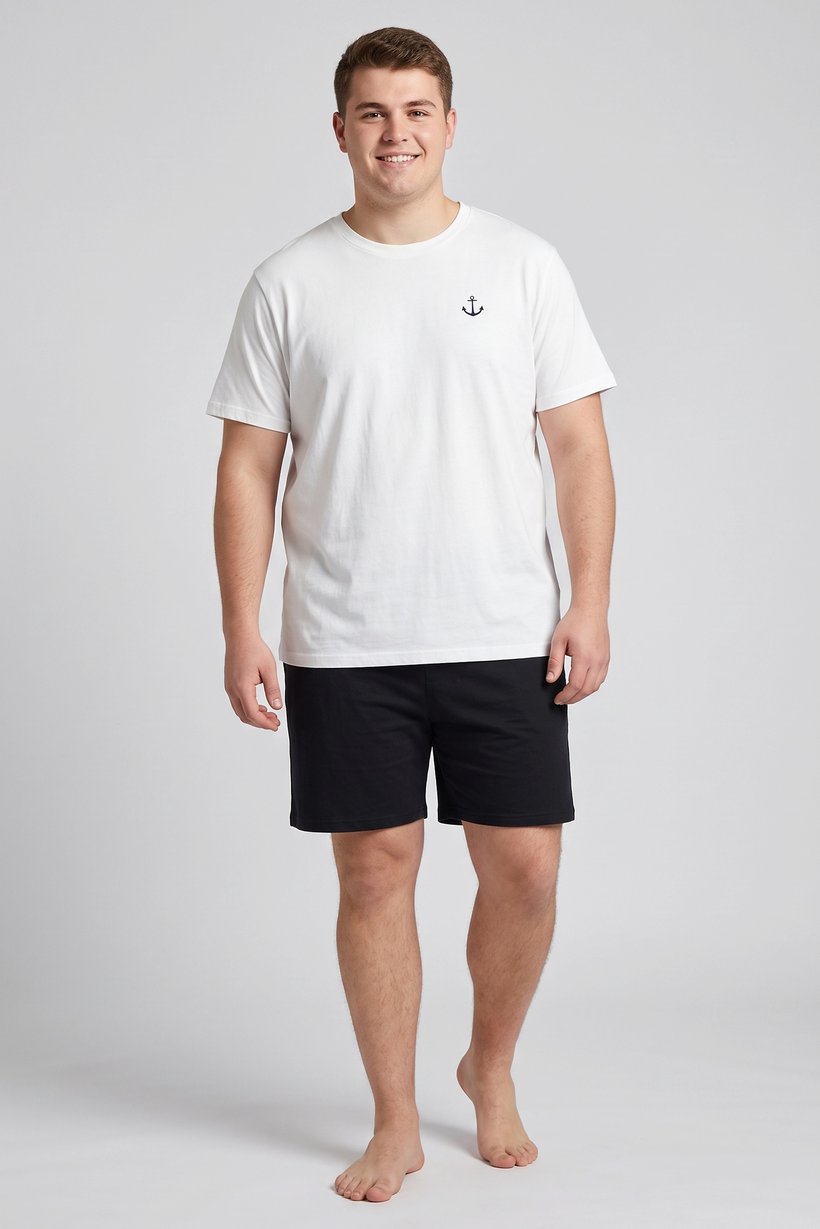 Men 2 Pieces Allover Print T-Shirt And Shorts Pajama Set, Multicolor