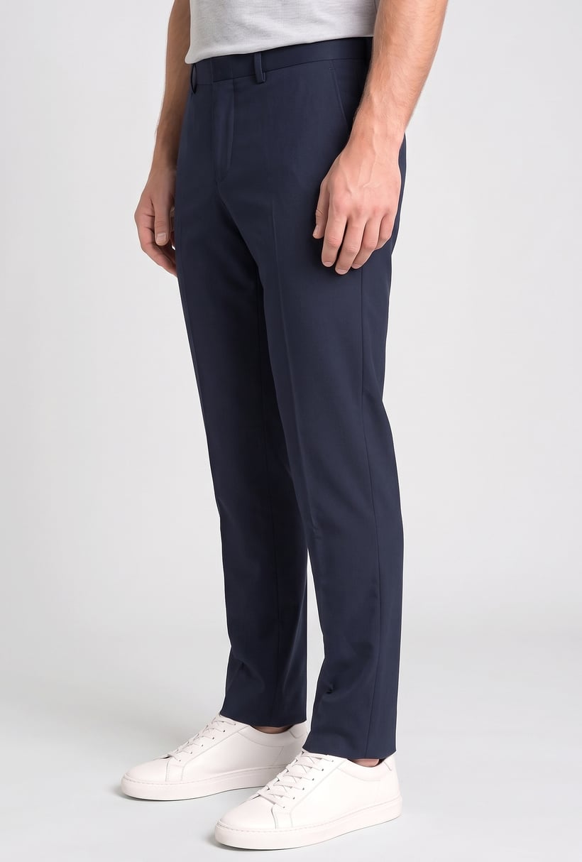 Men Regular Fit Solid Chino Pants, Navy