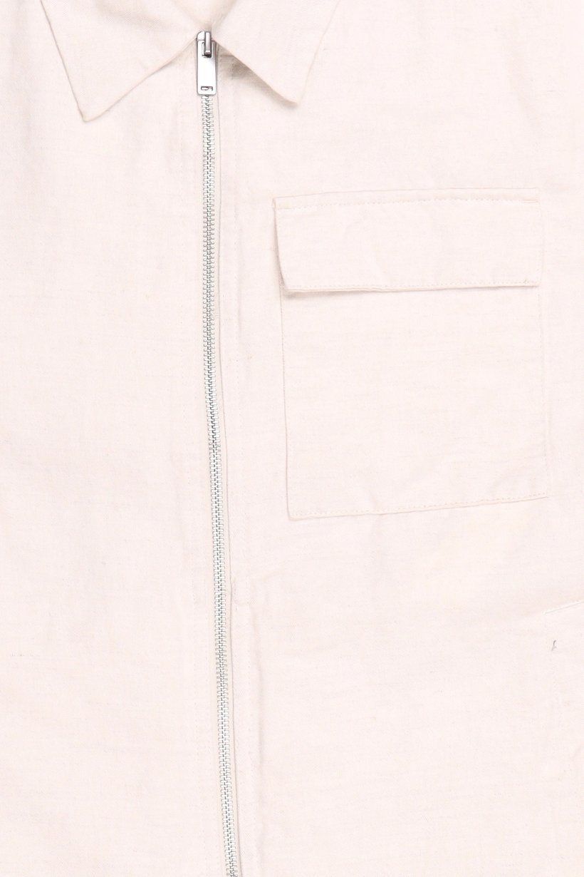 Men Solid Long Sleeve Jacket Shirt, Light Beige