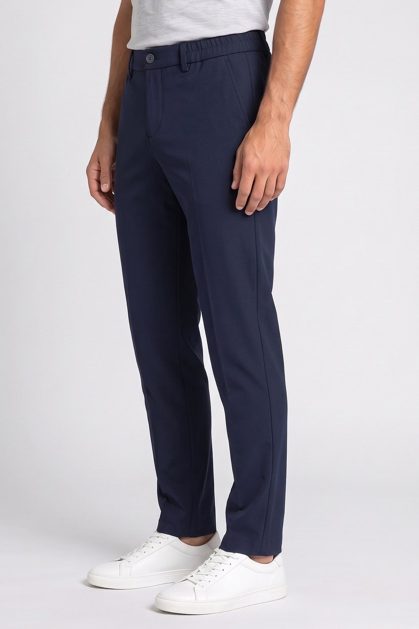 Men Regular Fit Solid Chino Pants, Dark Navy