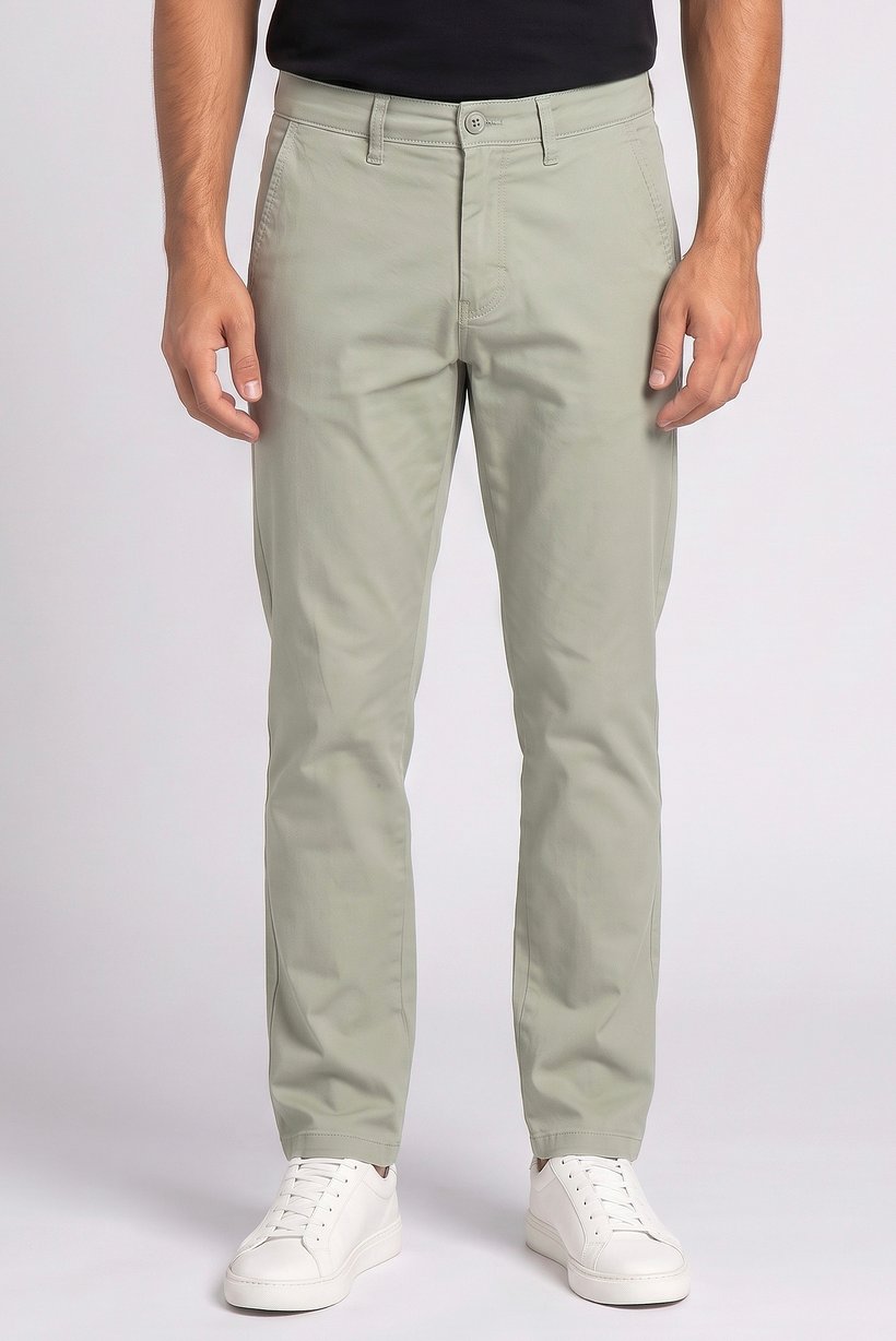 Men Straight Fit Solid Chino Pants, Sage Green