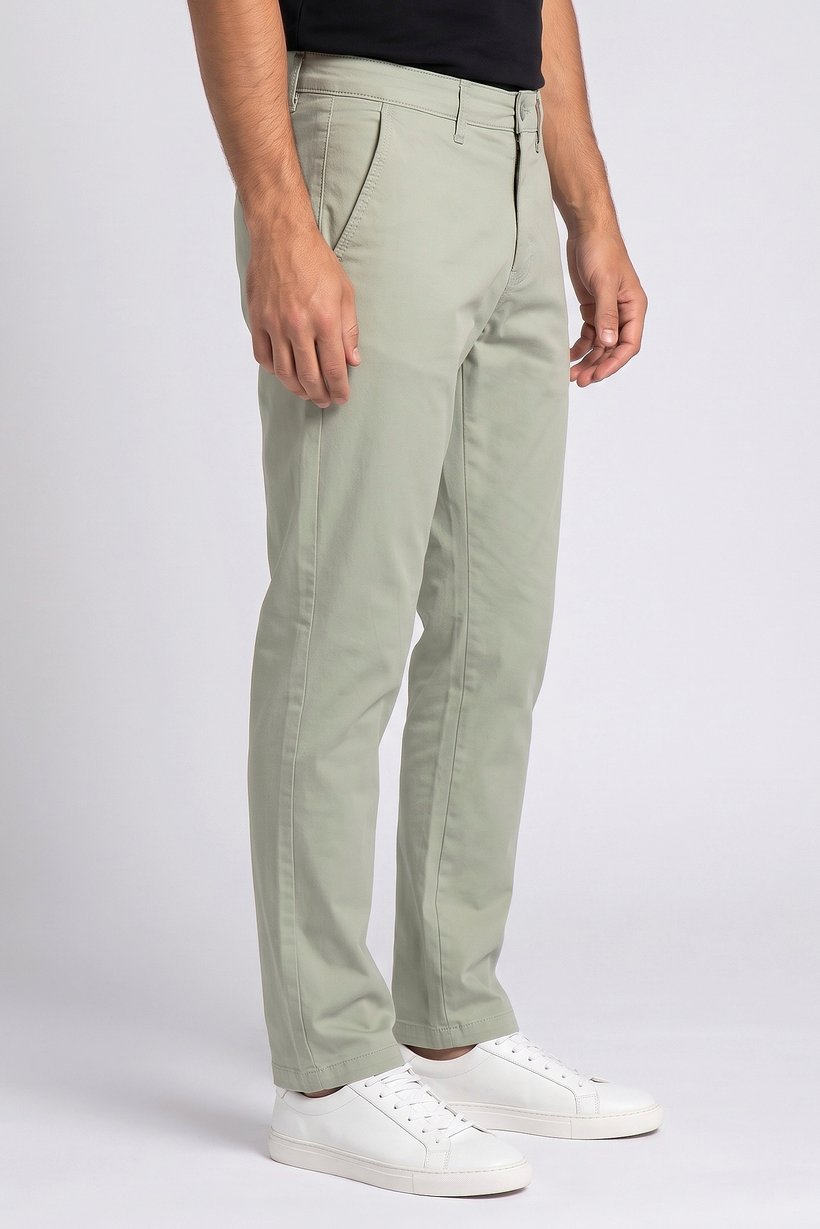 Men Straight Fit Solid Chino Pants, Sage Green