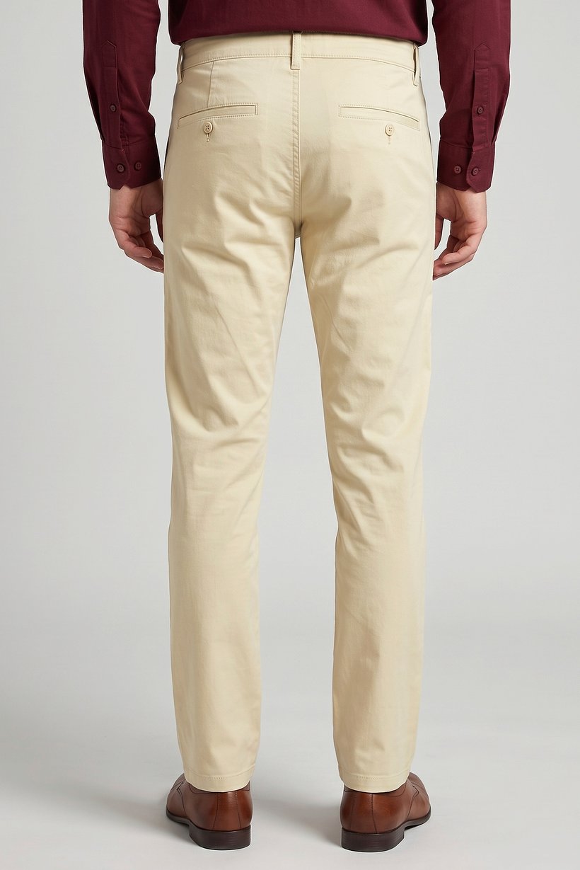 Men Straight Solid Chino Pants, Cream