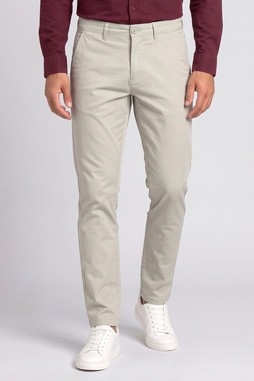Men Slim Fit Solid Chino Pants, Mint Green