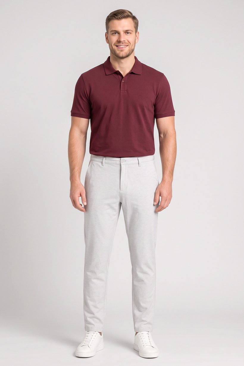 Men Slim Fit Solid Chino Pants, Light Grey