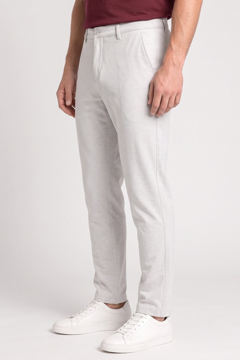 Men Slim Fit Solid Chino Pants, Light Grey