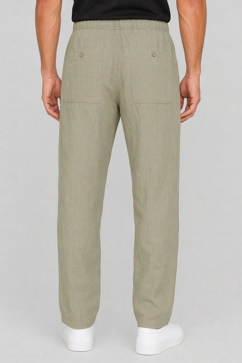 Men Comfort Fit Chambray Straight Leg Pants, Sage
