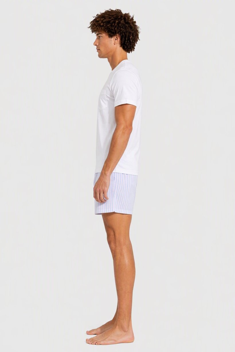 Men 2 Pieces Stripe Print T- Shirt And Shorts Pajama Set, Multicolor