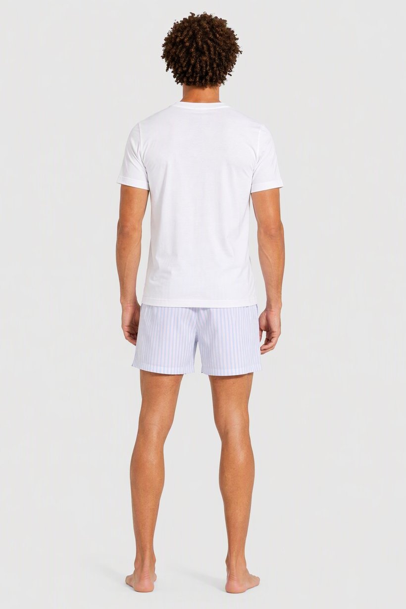Men 2 Pieces Stripe Print T- Shirt And Shorts Pajama Set, Multicolor