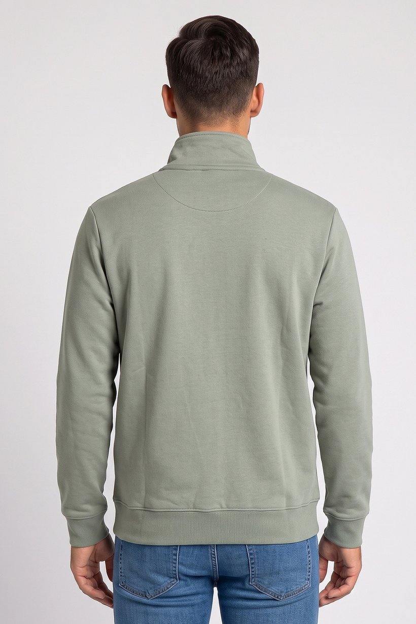 Men Mock Neck Long Sleeve Plain Sweatshirt, Sage Green