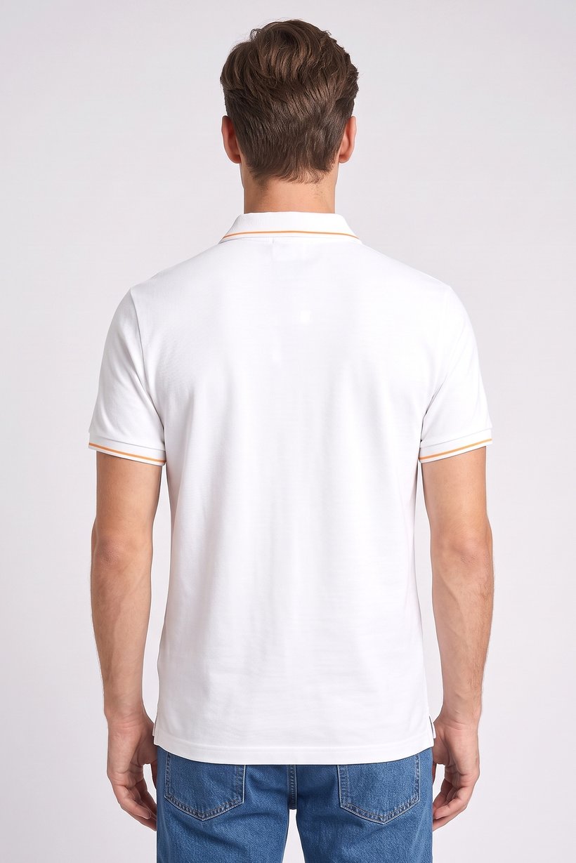 Celio x Mclaren Men Regular Fit Embroidered Logo Short Sleeve Polo Shirt, White