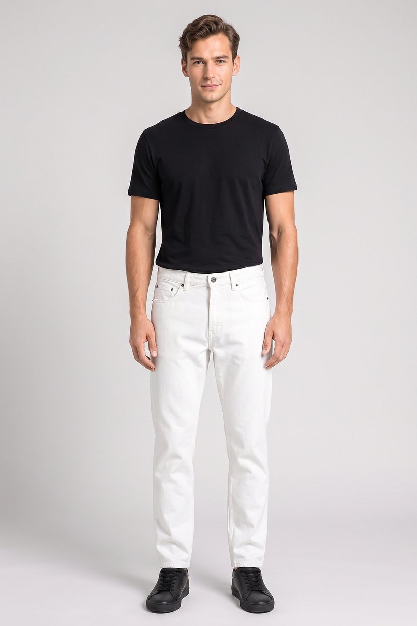 Men Loose Fit Plain Non-Stretchable Jeans, White