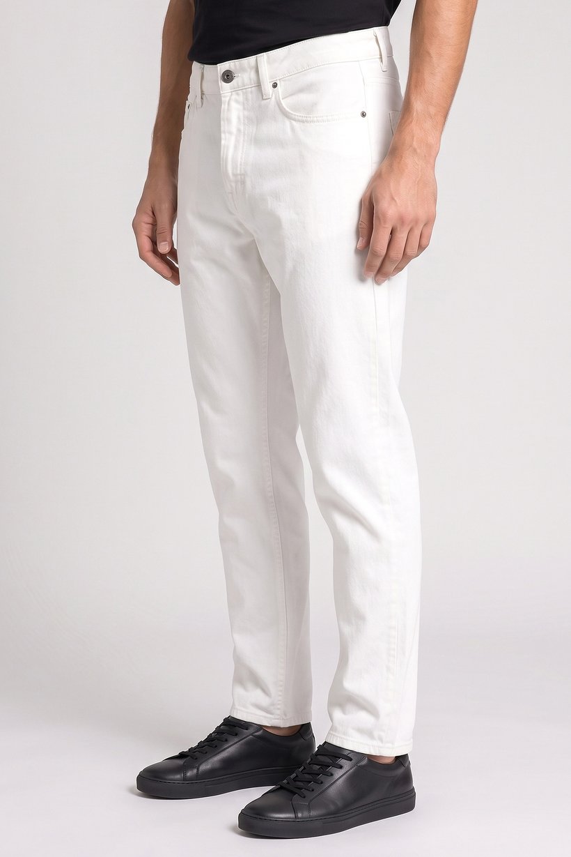 Men Loose Fit Plain Non-Stretchable Jeans, White