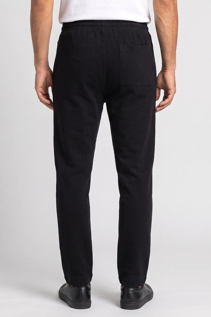 Men Regular Fit Textured Sweatpants, Black