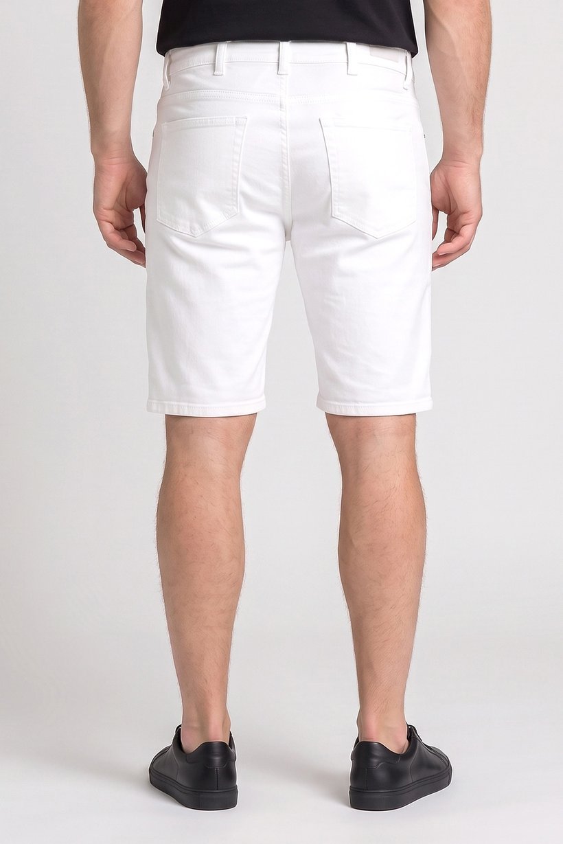 Men Solid Denim Maille Shorts, White