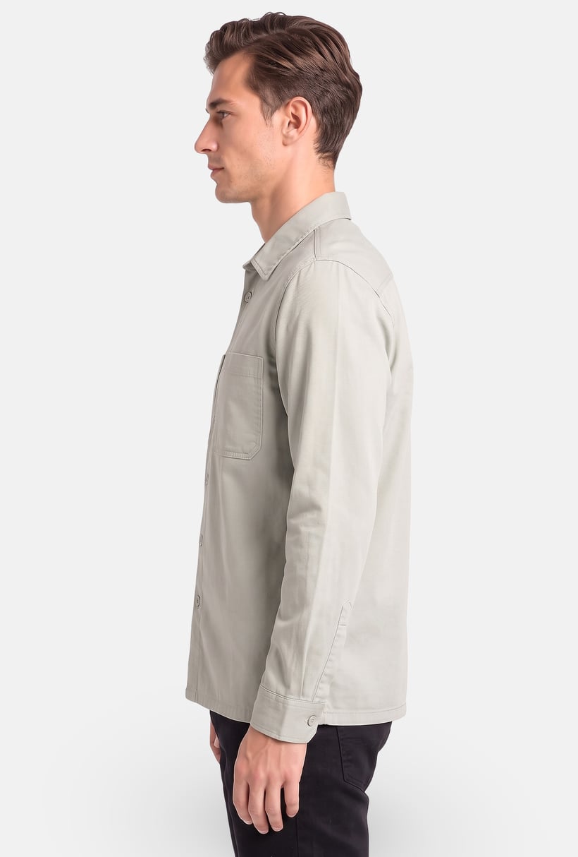 Men Regular Fit Plain Long Sleeve Casual Shirt, Sage Green