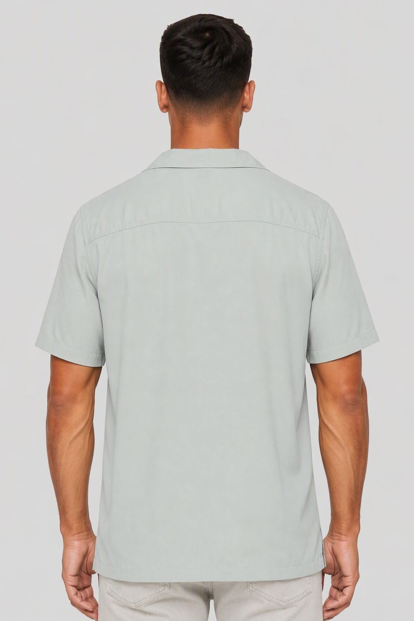 Men Regular Fit Plain Short Sleeve Casual Shirt, Sage Green