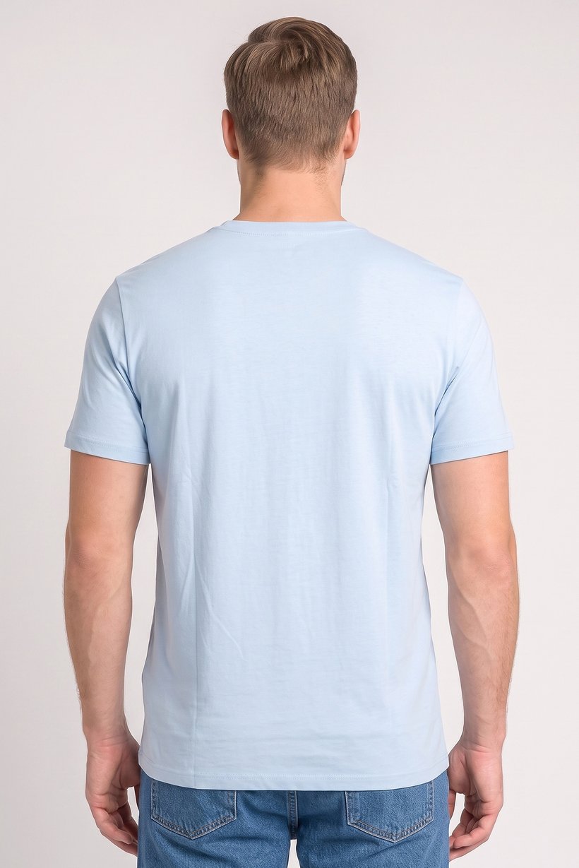 Men Crew Neck Short Sleeve Plain T-Shirt, Sky Blue