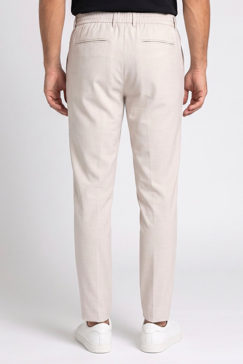Men Regular Fit Solid Straight Leg Pants, Beige