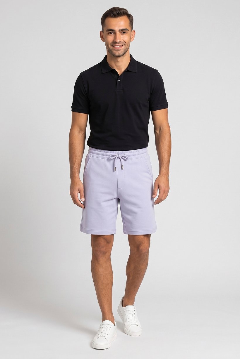 Men Solid Basic Shorts, Lavender