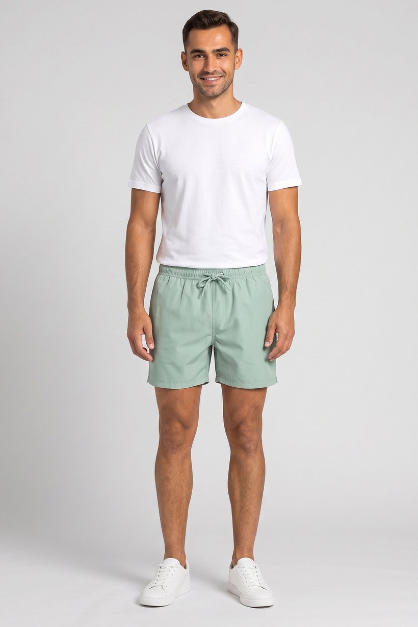 Men Regular Fit Solid Basic Shorts, Green