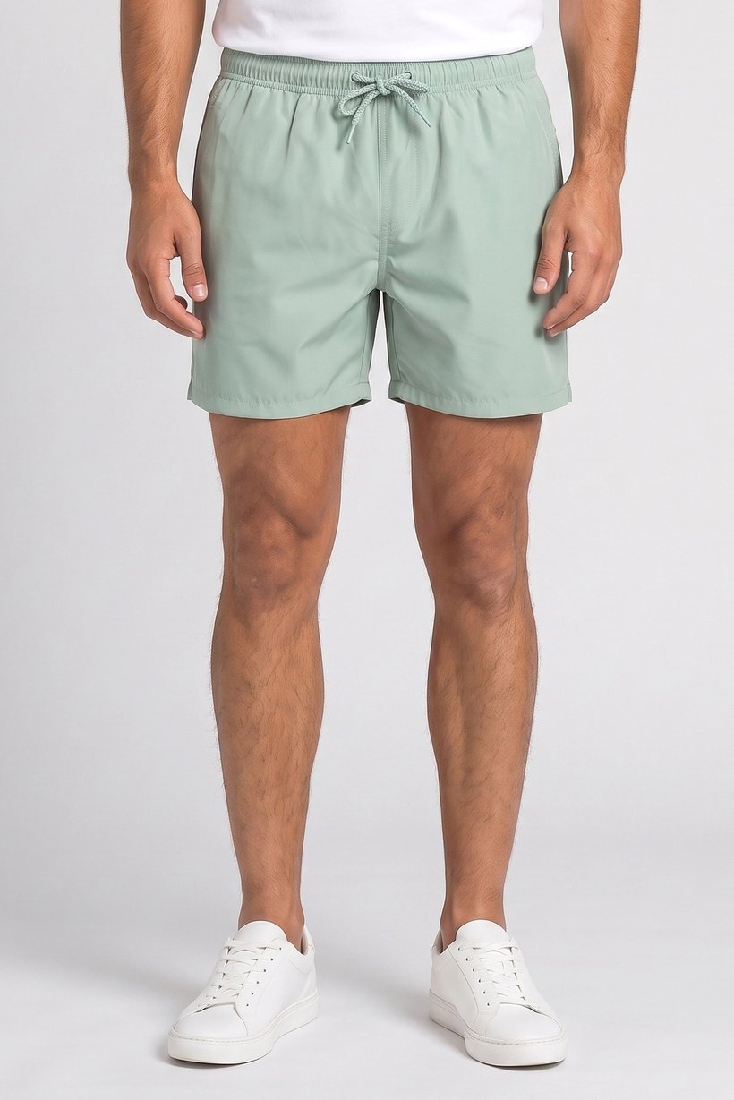 Men Regular Fit Solid Basic Shorts, Green