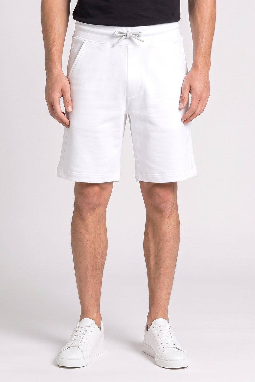 Men Solid Basic Shorts, White