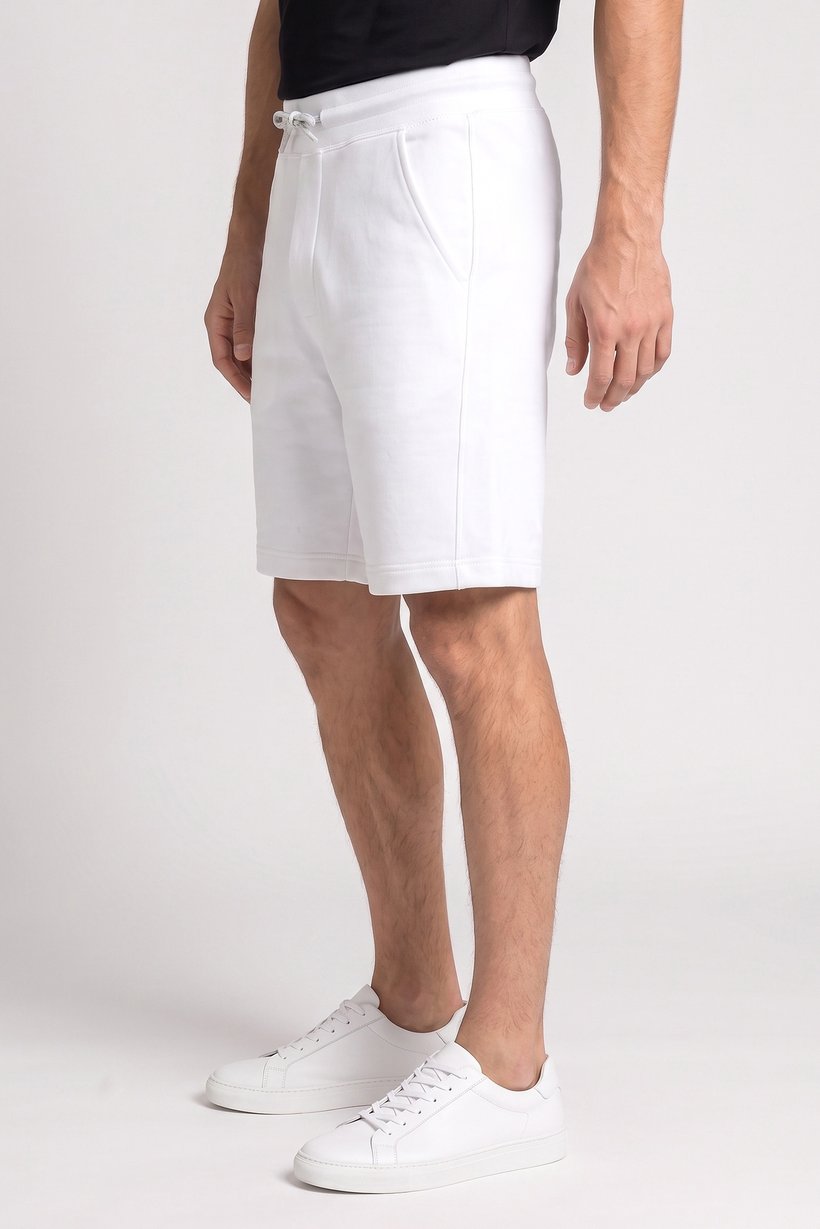Men Solid Basic Shorts, White