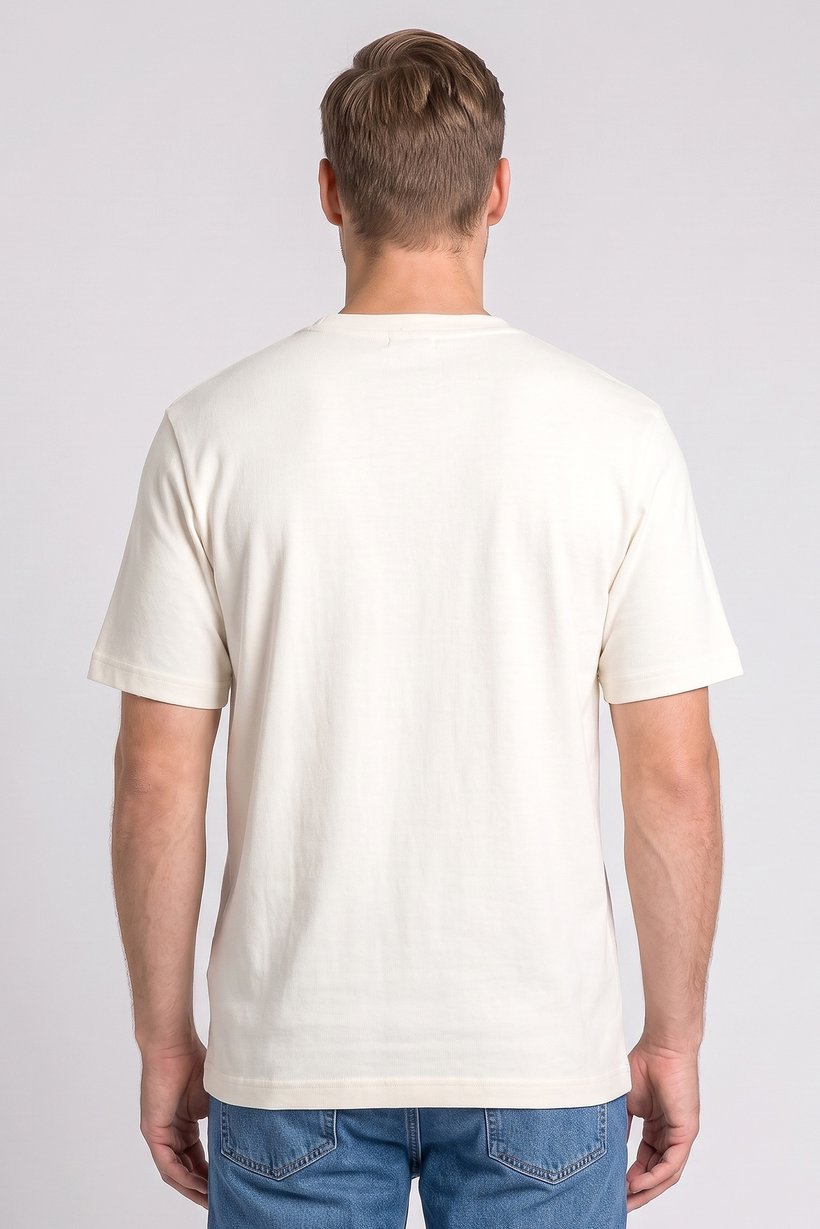 Men Crew Neck Short Sleeve Textured T-Shirt, Off White