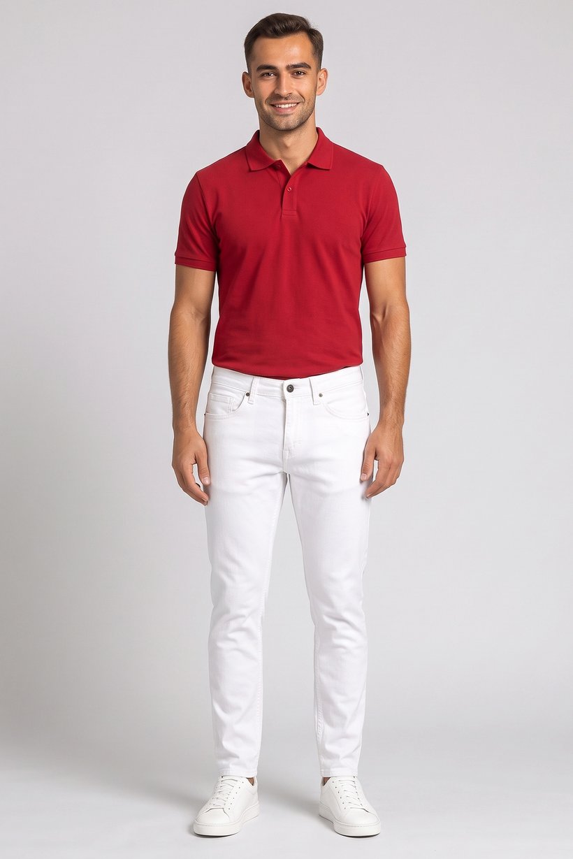 Men Slim Fit Solid Stretchable Denim Jeans, White