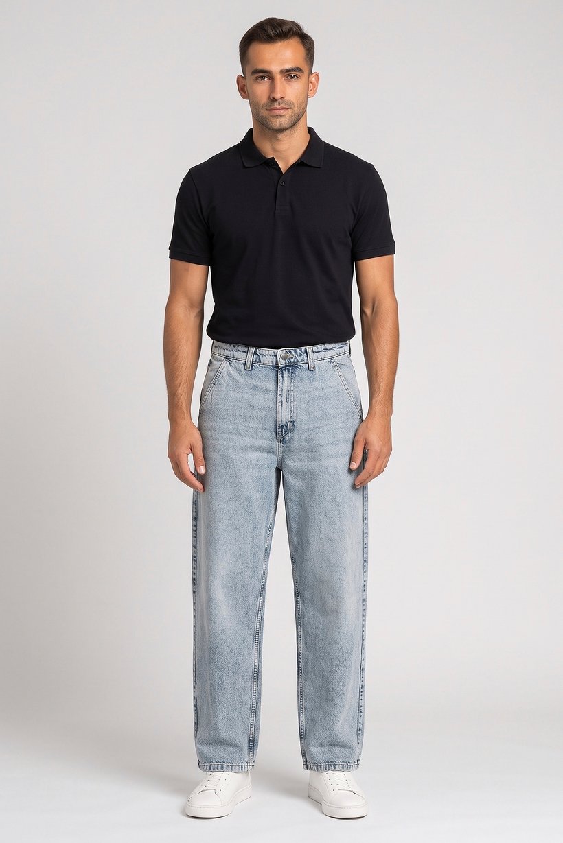 Men Skater Fit Washed No Stretch Jeans, Blue