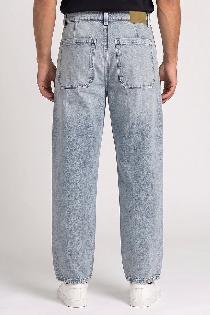 Men Skater Fit Washed No Stretch Jeans, Blue