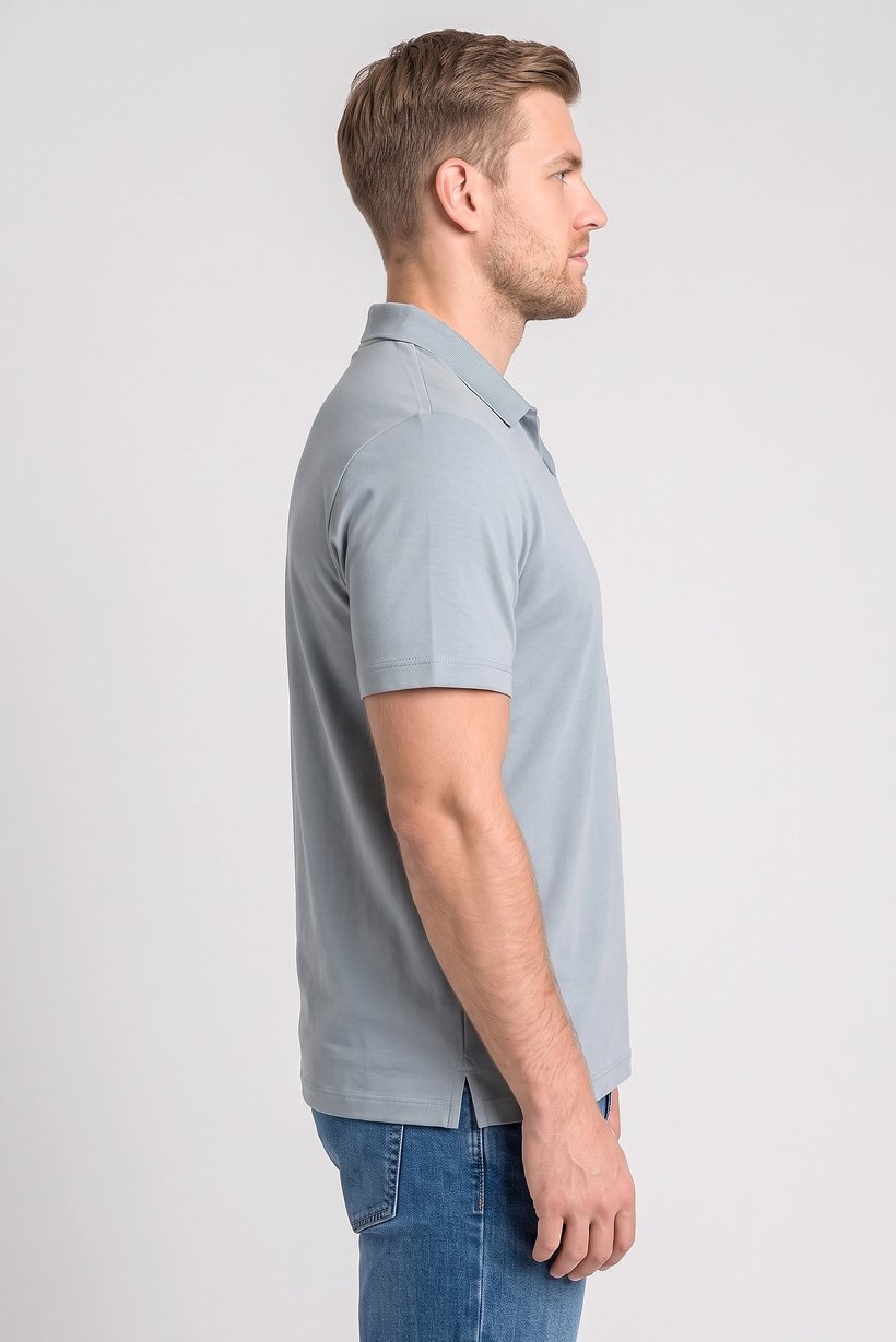 Men Regular Fit Short Sleeve Plain Polo Shirt, Dusty Grey