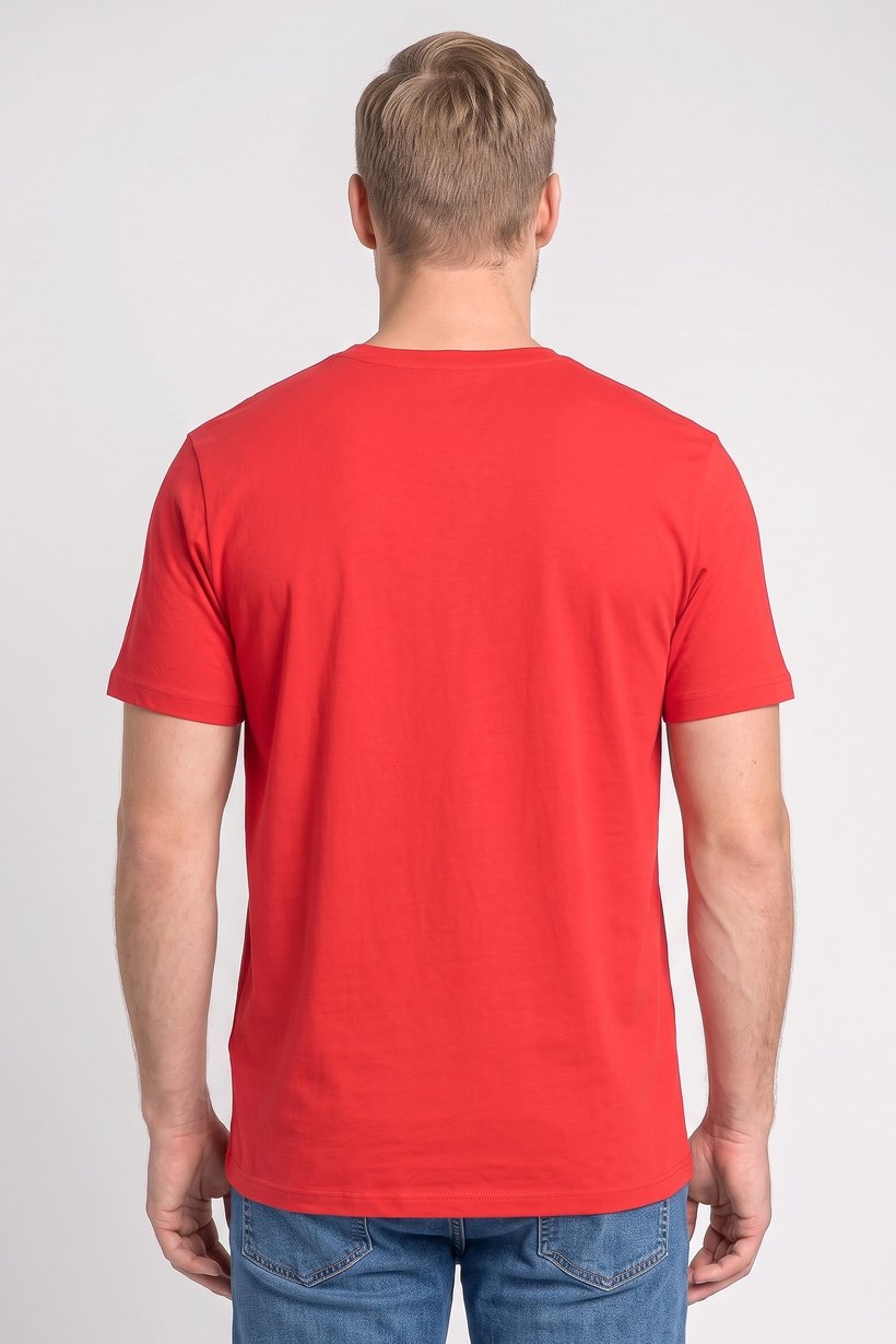 Men Crew Neck Short Sleeves Solid T-shirt, Red
