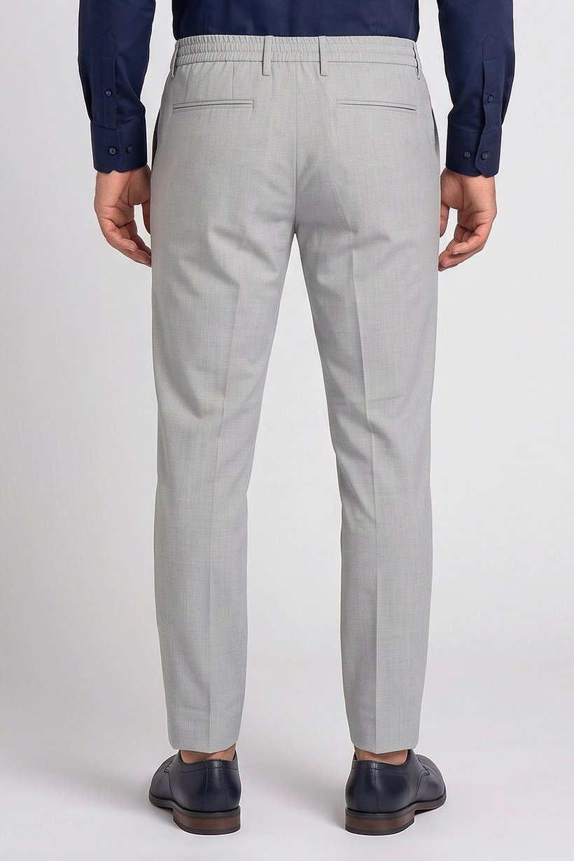 Men Regular Fit Solid Straight Leg Pants, Grey