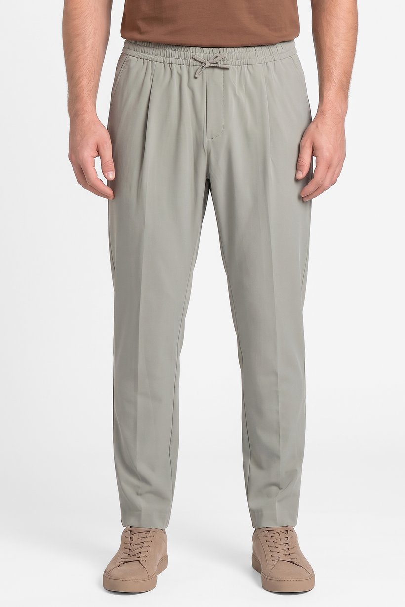 Men Regular Fit Solid Straight Leg Pants, Sage Green