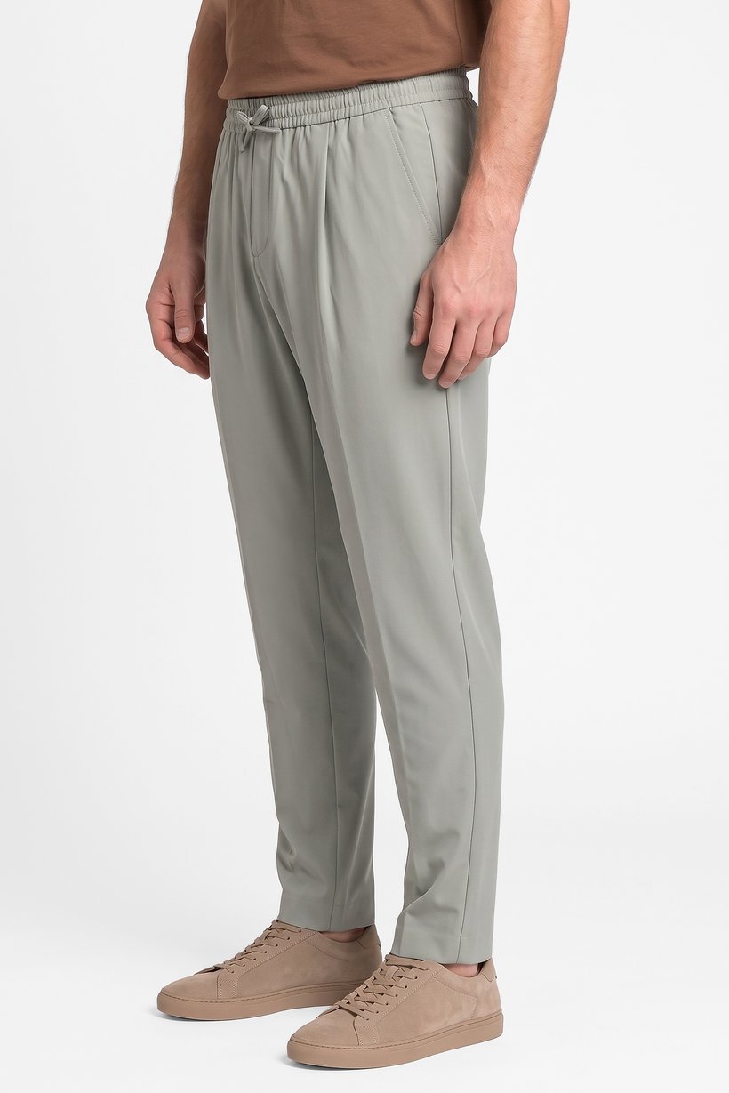 Men Regular Fit Solid Straight Leg Pants, Sage Green