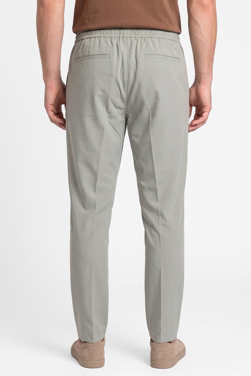 Men Regular Fit Solid Straight Leg Pants, Sage Green