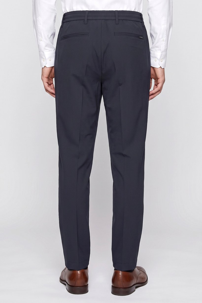 Men Regular Fit Textured Straight Leg Pants, Black