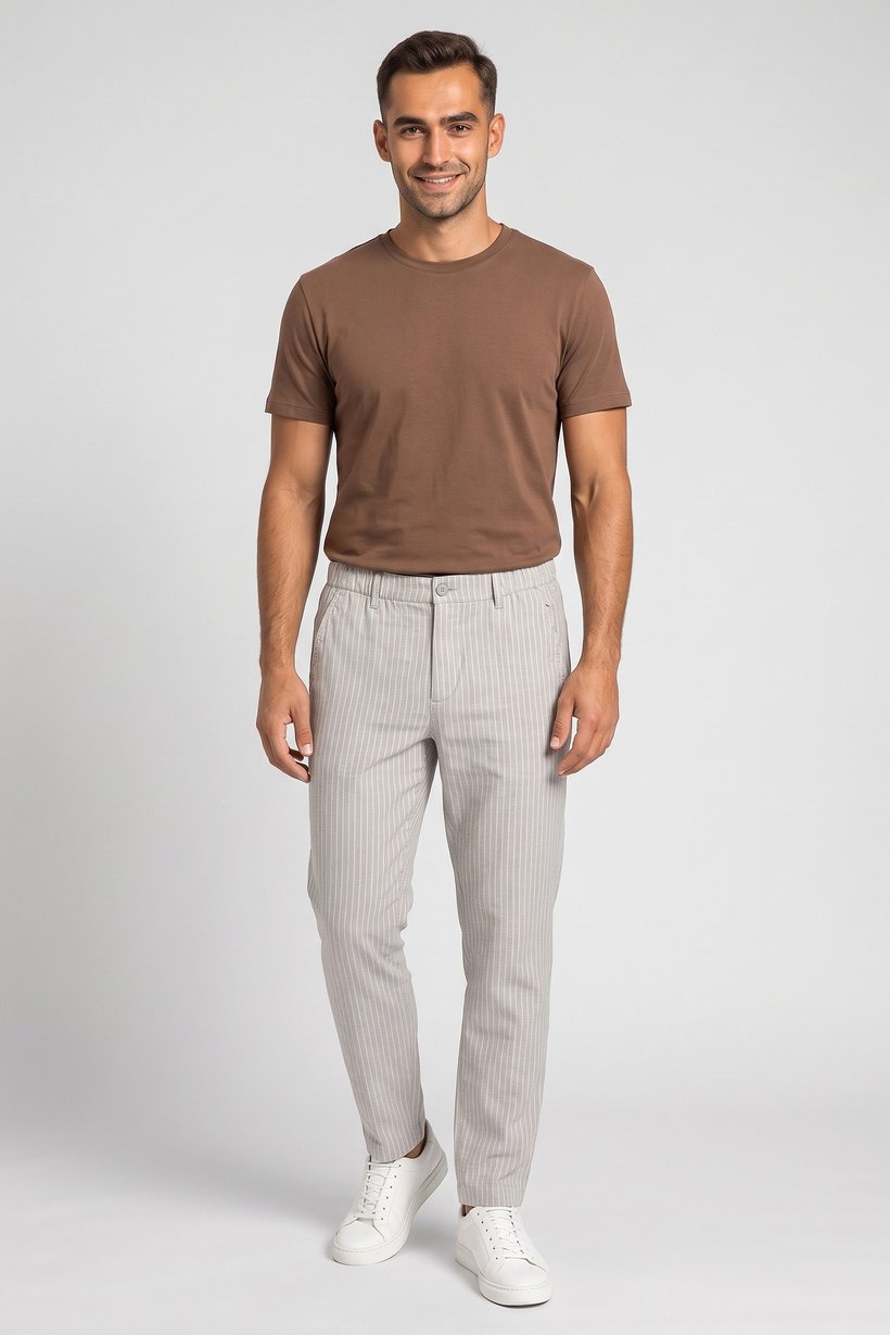 Men Regular Fit Stripe Chino Pants, Multicolor