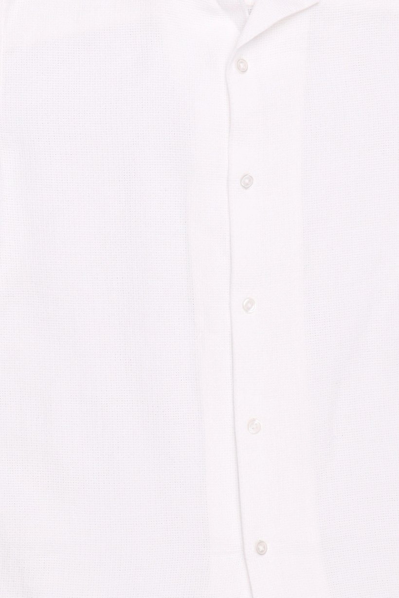 Men Regular Fit Short Sleeve Textured Casual Shirt, White