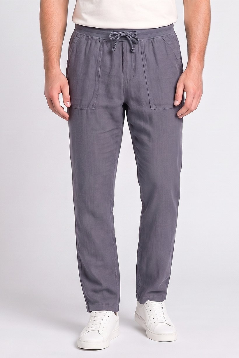 Men Comfort Fit Plain Straight Leg Pants, Slate Blue