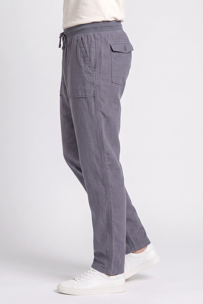 Men Comfort Fit Plain Straight Leg Pants, Slate Blue