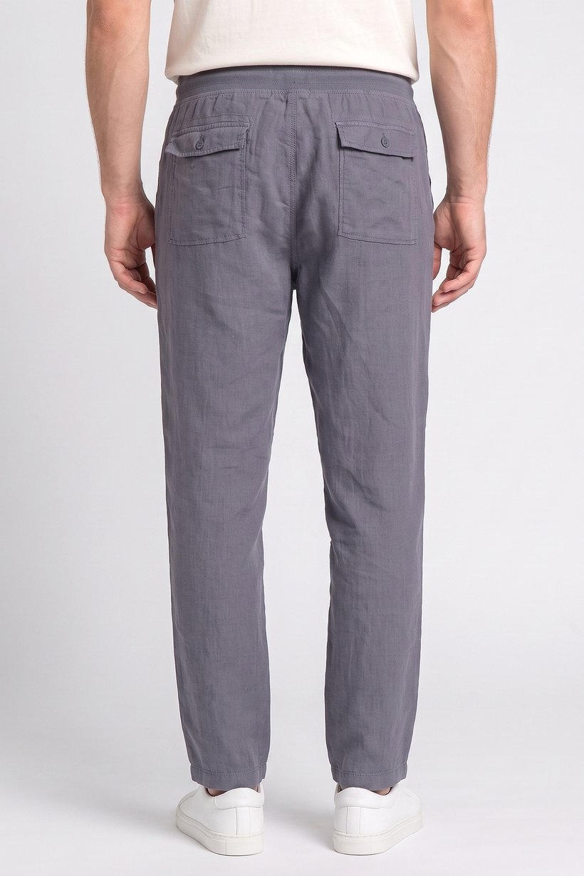 Men Comfort Fit Plain Straight Leg Pants, Slate Blue