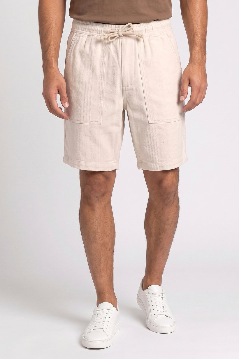 Men Textured Basic Short, Beige