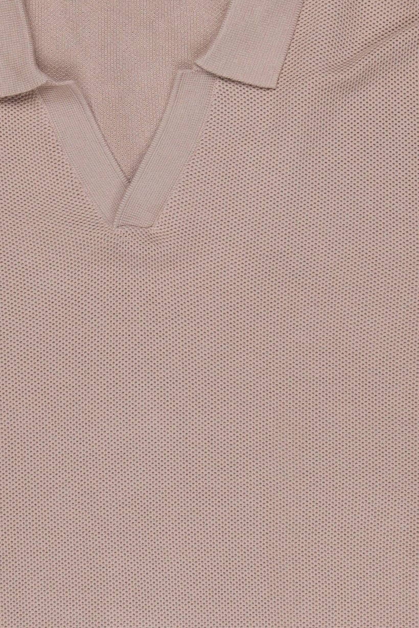 Men Regular Fit Textured Short Sleeve Polo Shirt, Beige