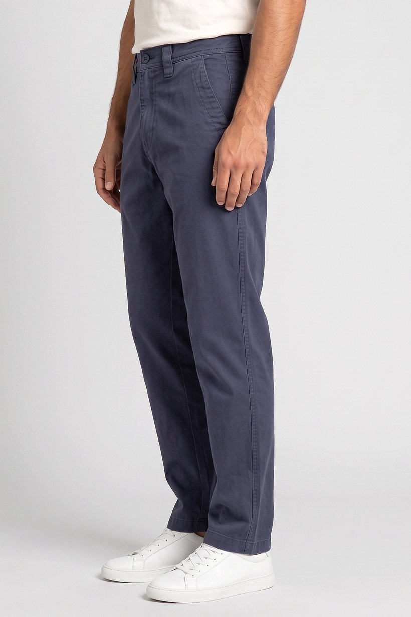 Men Chino Fit Solid No Stretch Jeans, Navy