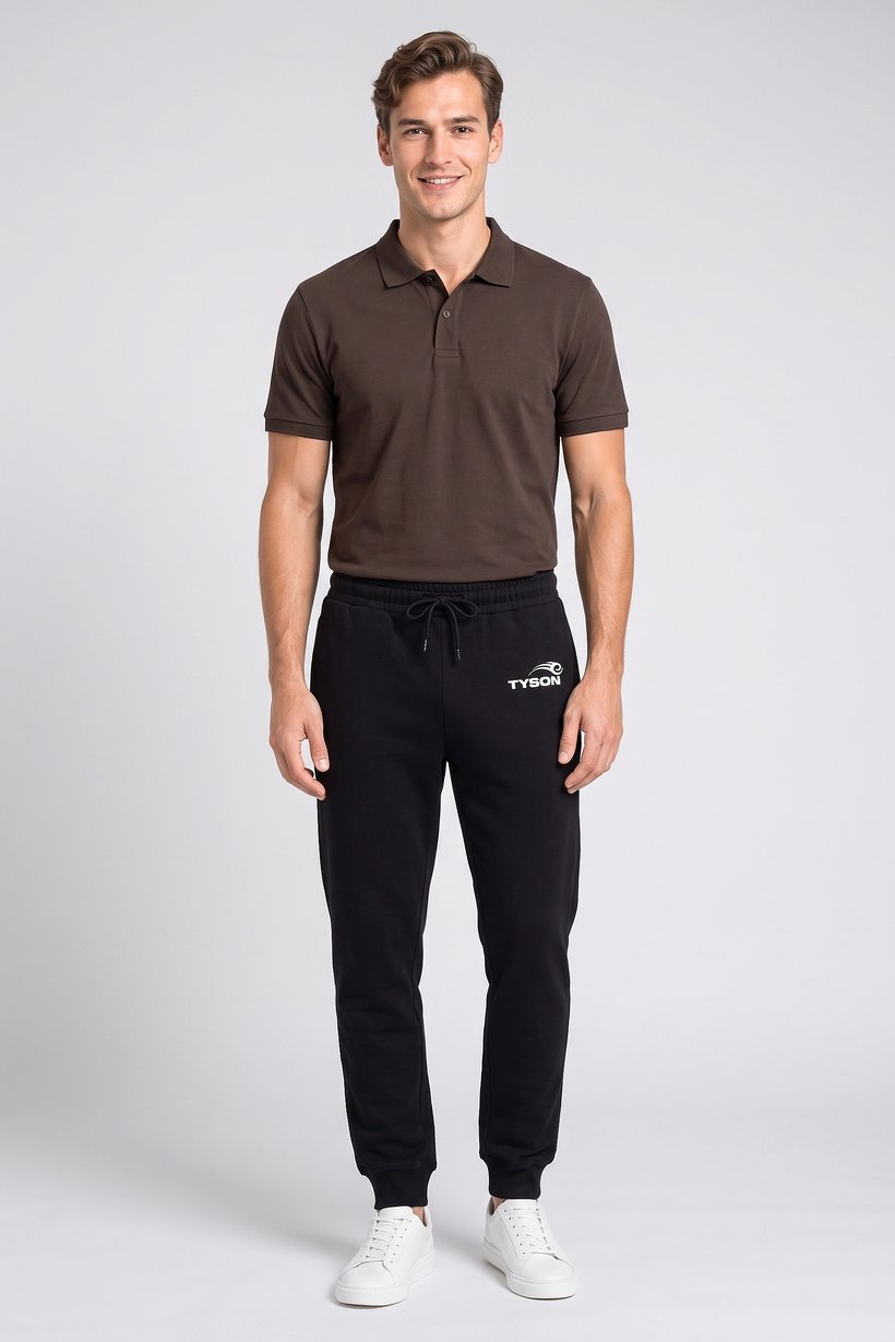 Men Regular Fit Brand Logo Jogger Pants, Black